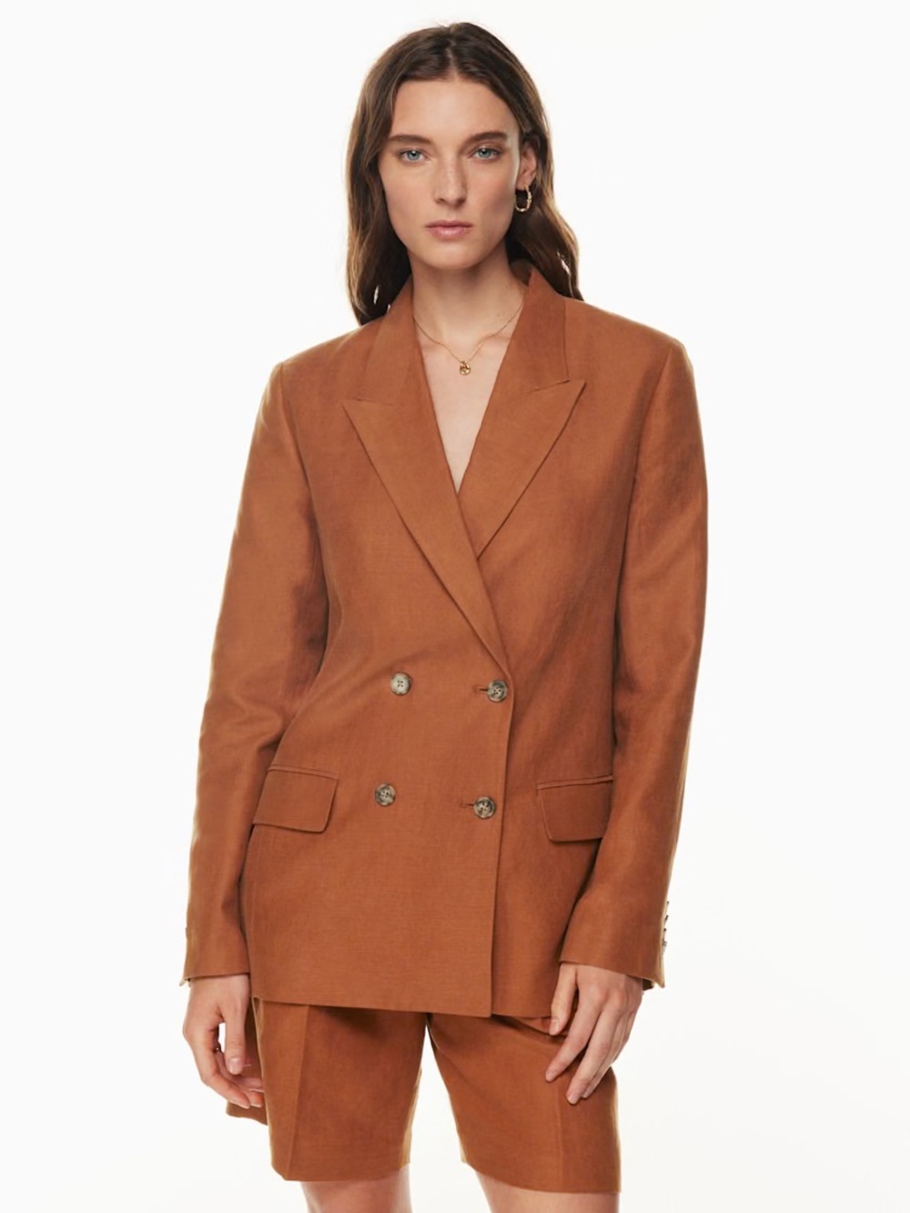Aritzia Wilfred Tailored Double-Breasted Women's Blazer in Rust Sz 8
